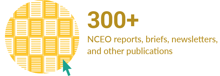 Graphic of documents and an arrow cursor respresenting the 300+ publications provided electronically throught eh NCEO website.