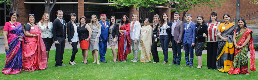 A photo of all fellows who participated in a six-week intensive fellowship program in Minnesota on inclusive education. Fellows were from Ukraine, Kazakhstan, Armenia and India
